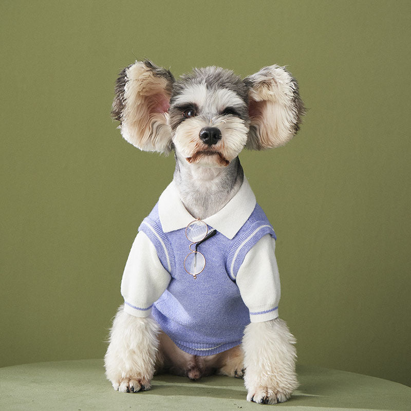 Dog Clothes Fake Two-piece Sweater Knit Sweater Pomeranian Law Fighting Pet Outfit Trend