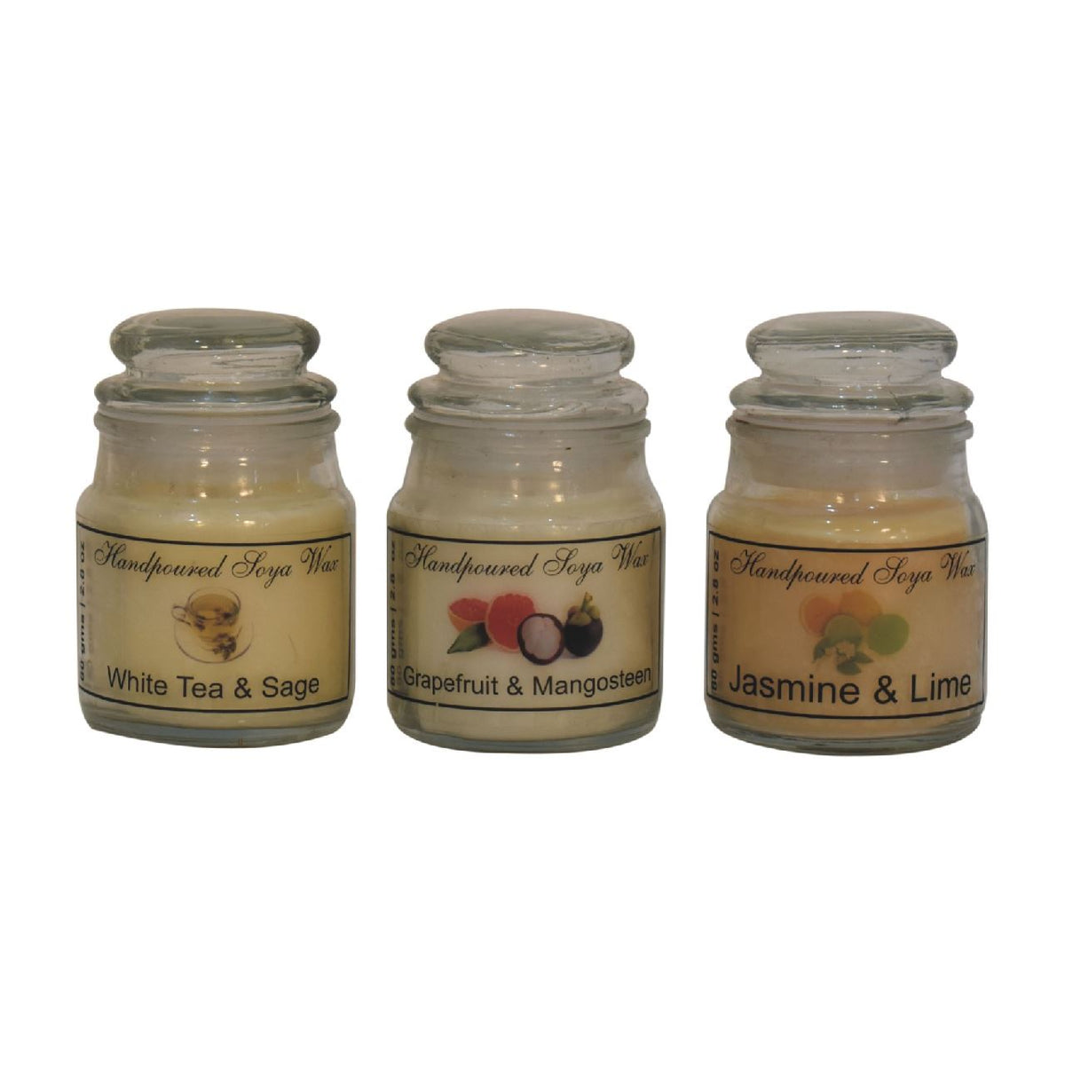 Artisan Hourglass Candle Set of 3 (White Tea & Sage, Grapefruit & Mangosteen, Jasmine & Lime)