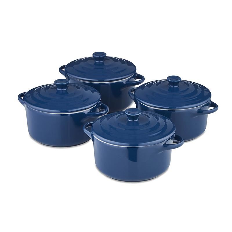 Tower Barbary & Oak Blue Set Of 4 Foundry 10cm Mini Casseroles Dishes
