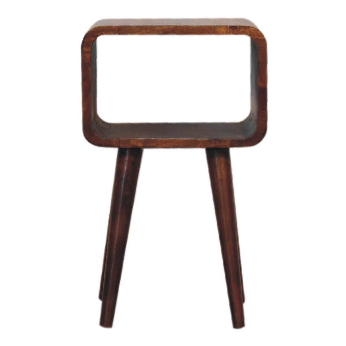 Artisan Mini Chestnut Curved Open Bedside Table