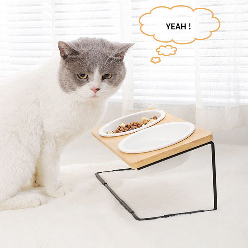 Black-proof Chin And Neck Protection Ceramic Cat Bowl
