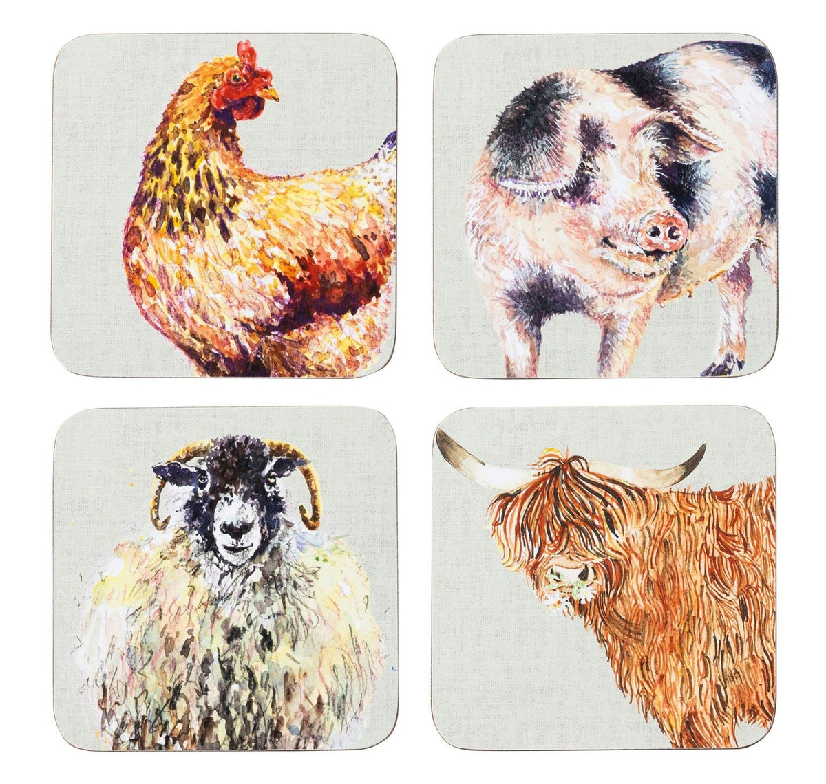 Foxwood Home Country Life Set of 4 Coasters ? Assorted Designs