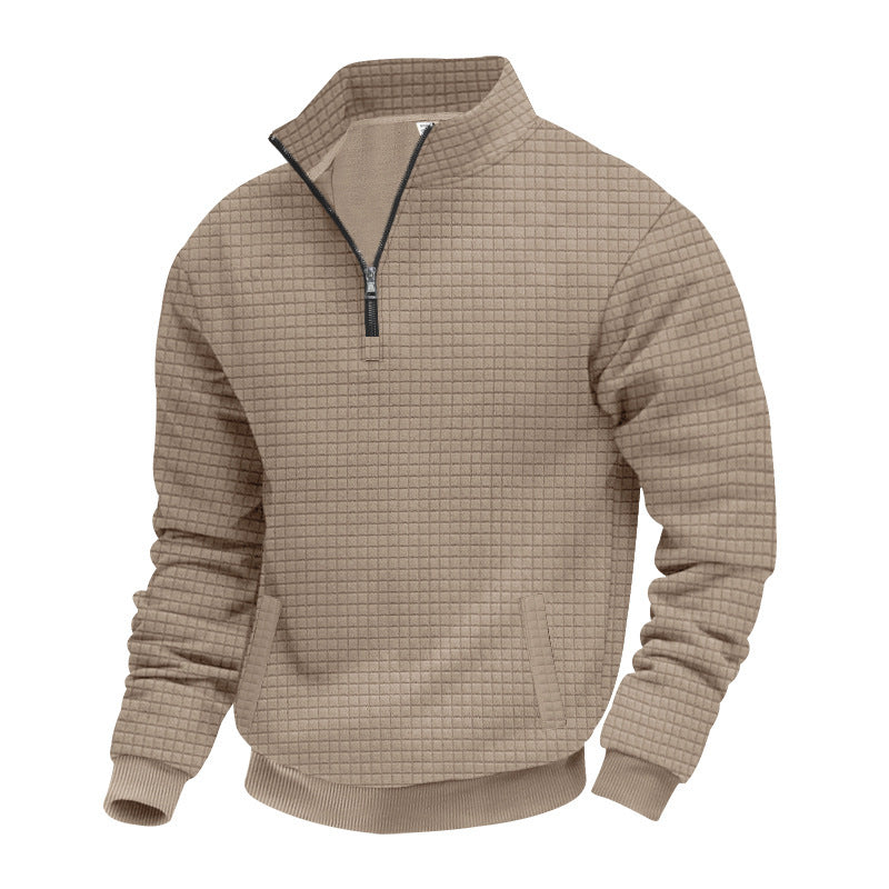 Men's Sweatshirt Autumn And Winter New Style Stand-up Collar Long Sleeve Small Check
