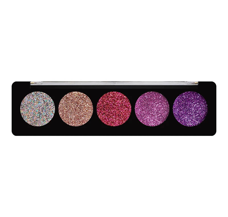 Glitter Gems 5-Shade Pressed Glitter Eyeshadow Palette | Vegan & Cruelty-Free