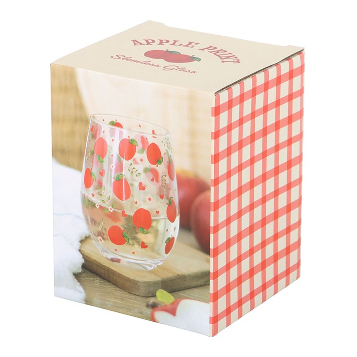 Apple Print Stemless Glass