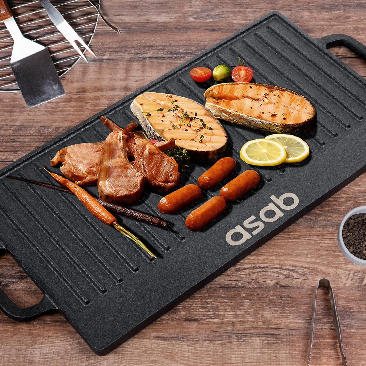 Non-Stick 16" Cast Iron Reversible Griddle Plate 6866
