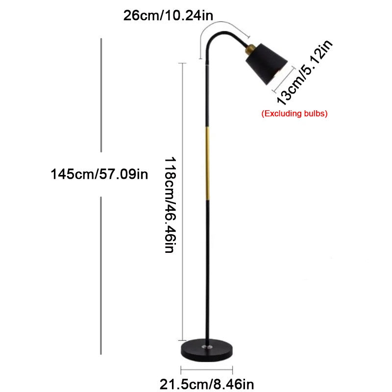 Adjustable Floor Lamp 720° Rotating Reading Light UK Plug Living Room Black White