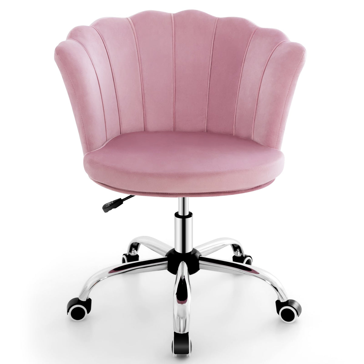 Adjustable Velvet Office Chair with Handle and Universal Wheels-Blue