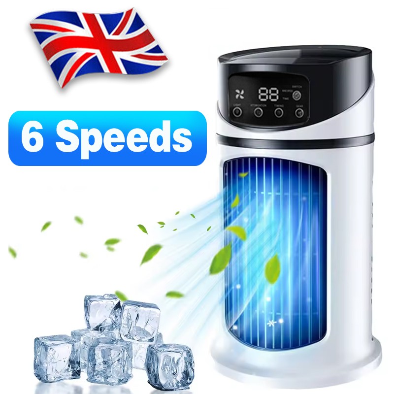 Portable Air Cooler Fan USB Air Conditioner Digital Humidifier LED Desk 6 Speed