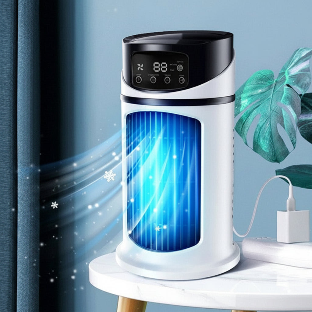 Portable Air Cooler Fan USB Air Conditioner Digital Humidifier LED Desk 6 Speed