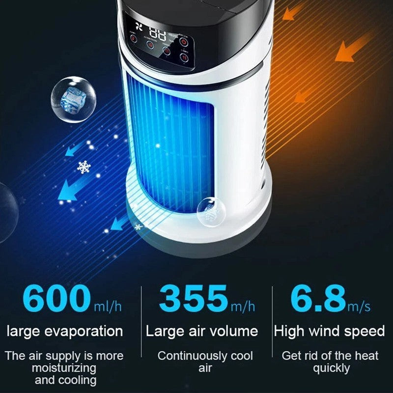 Portable Air Cooler Fan USB Air Conditioner Digital Humidifier LED Desk 6 Speed