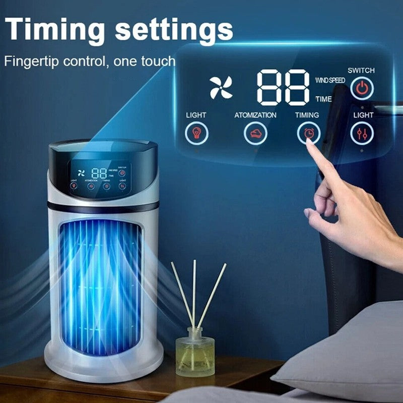 Portable Air Cooler Fan USB Air Conditioner Digital Humidifier LED Desk 6 Speed