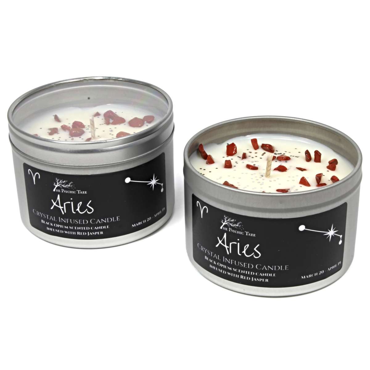 Aries - Vela perfumada zodiacal con cristales y joyas