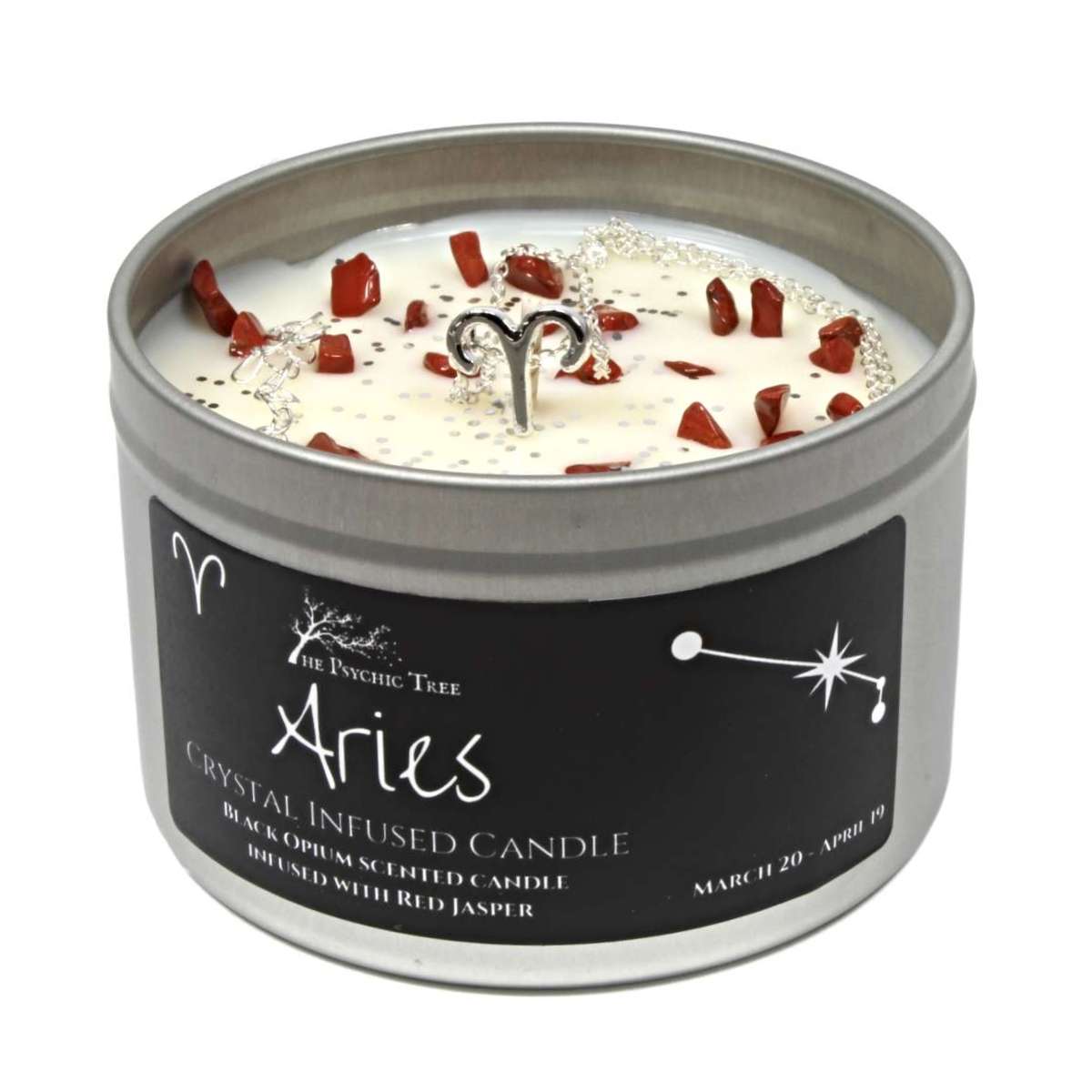 Aries - Vela perfumada zodiacal con cristales y joyas