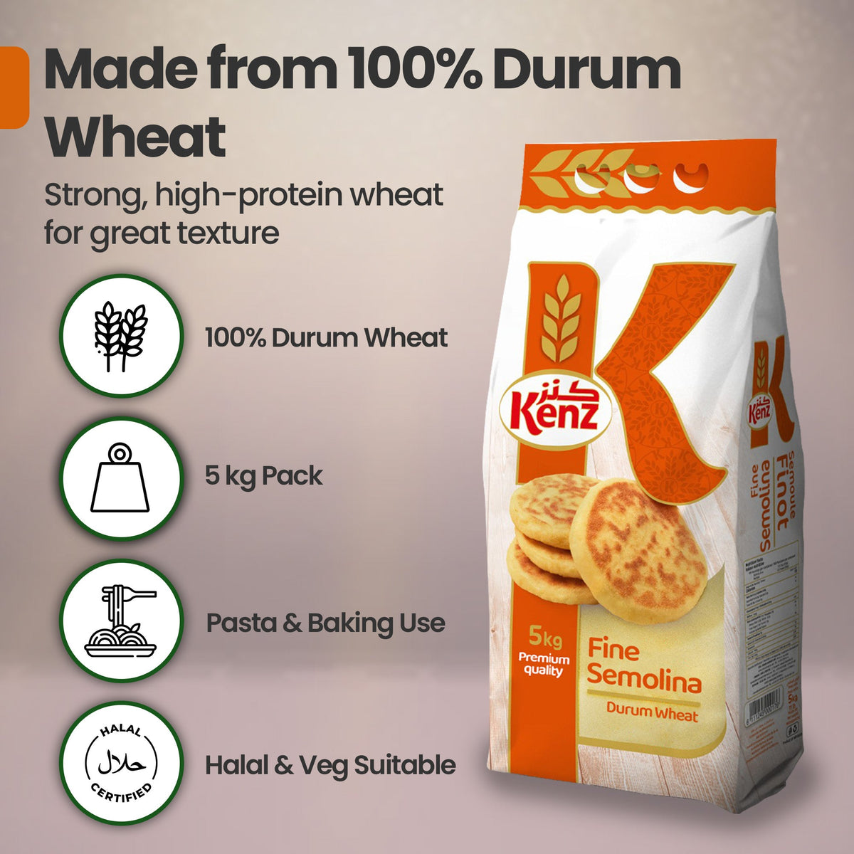 Kenz Finot Durum Semolina 5Kg Bag