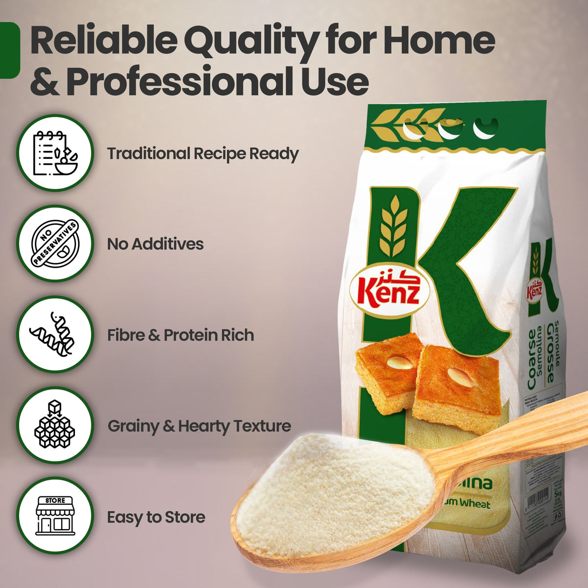 Kenz Coarse Durum Semolina 5Kg Bag