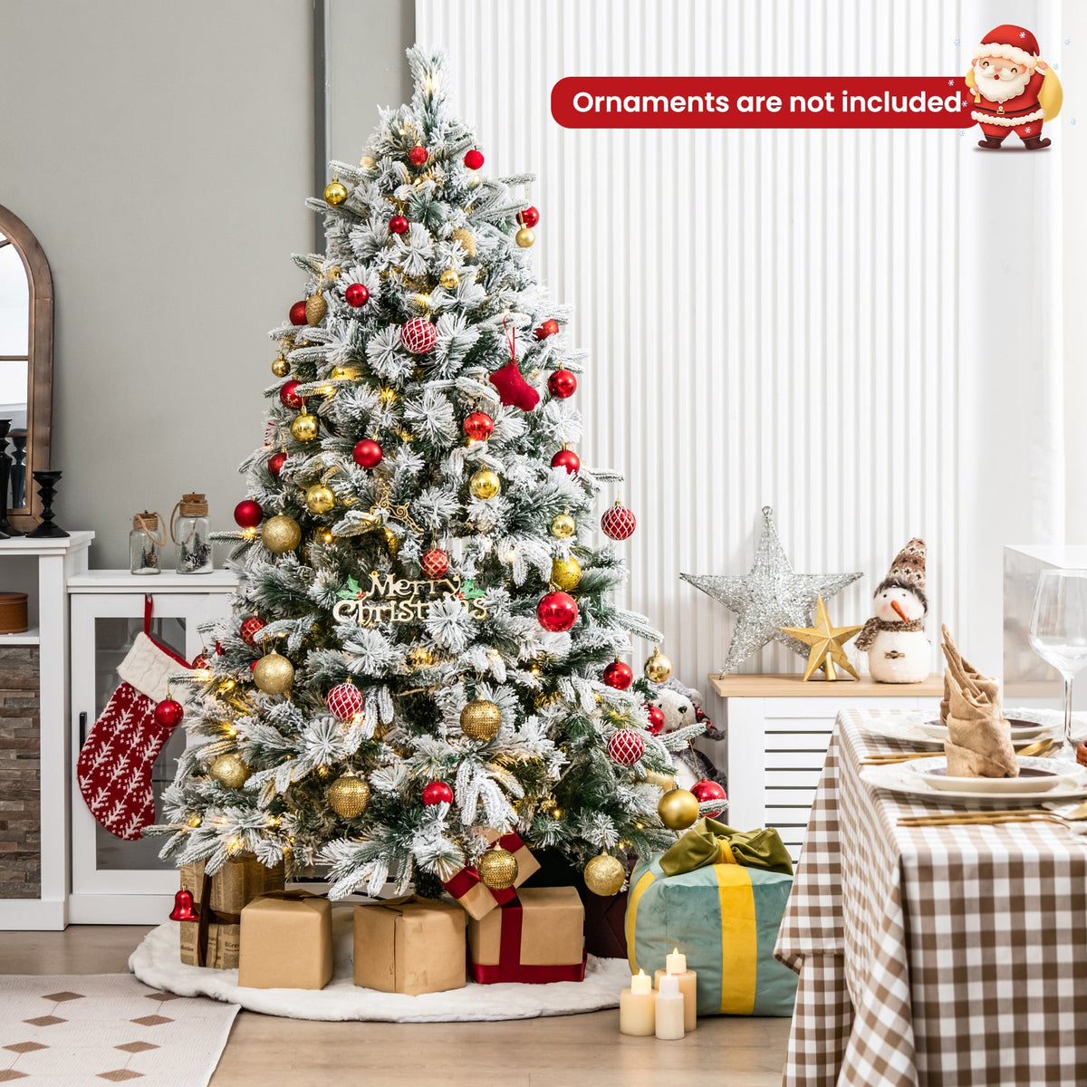 Artificial Christmas Tree with LED Lights, 8 Lighting Modes and Foldable Metal Stand-6 ft