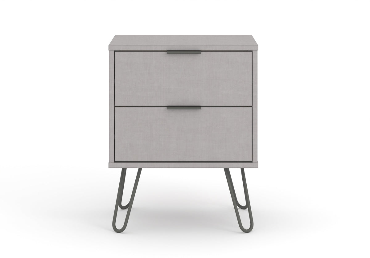 Augusta Grey 2 Drawer Bedside Cabinet