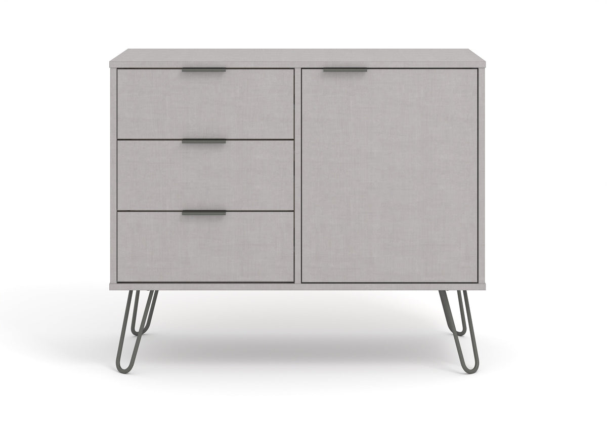 Augusta Grey Small Sideboard With 1 Doors 3 Drawers