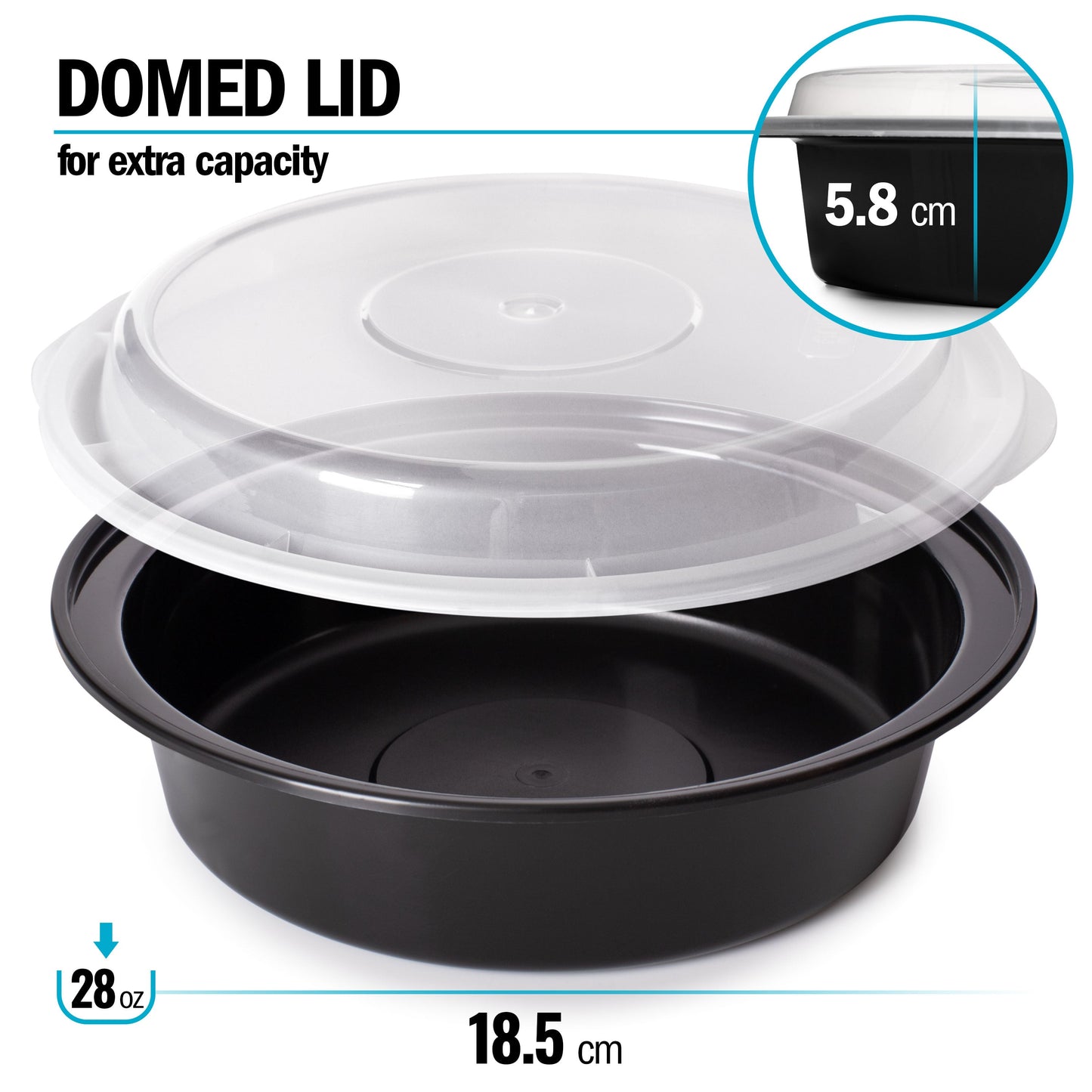 Round Airtight Food Storage Containers with Lids - 828ml | Reusable Meal Prep Pots