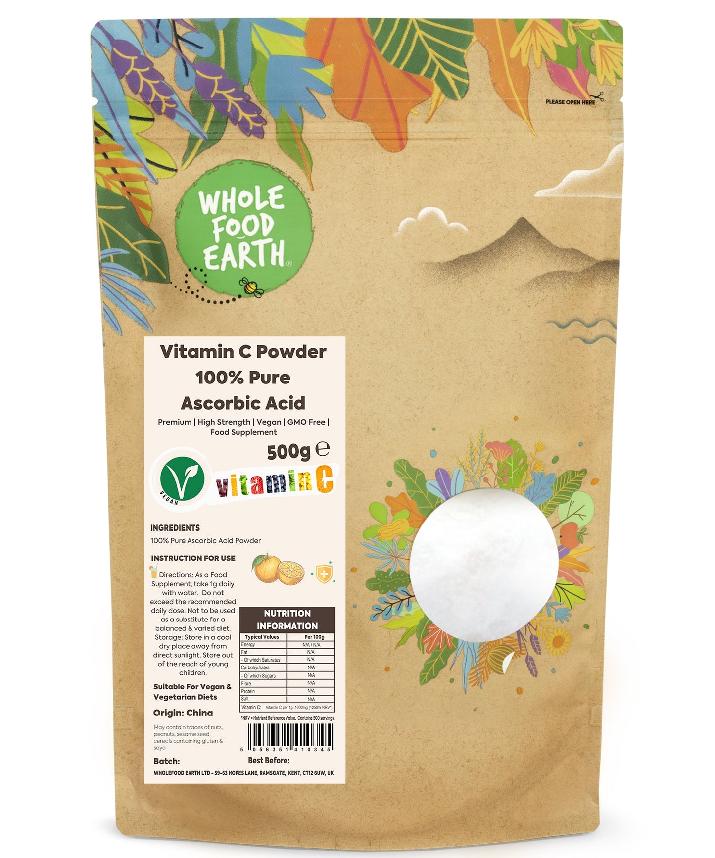 Vitamin C Powder | 100% Pure Ascorbic Acid | Pharmaceutical Grade | Vegan