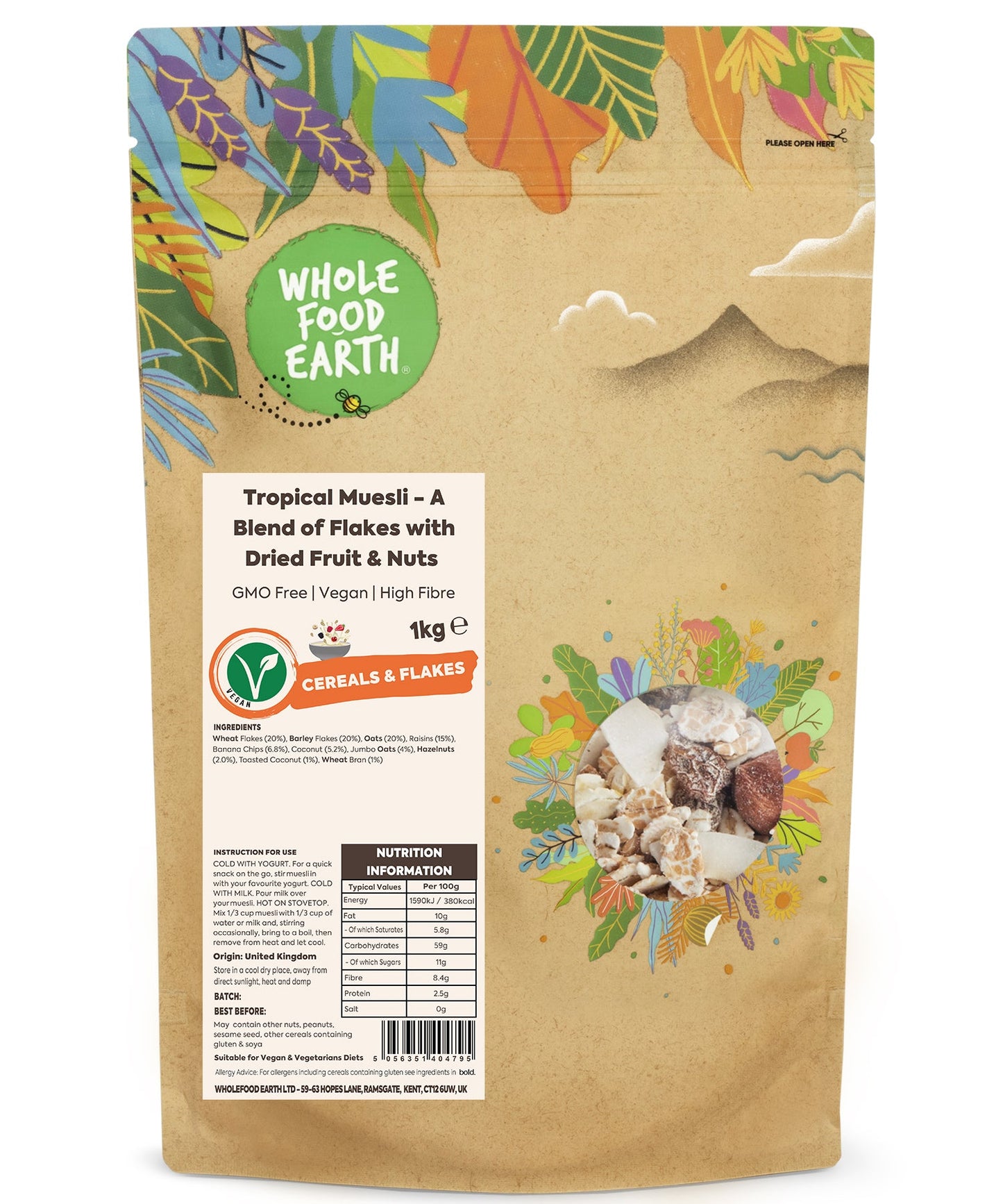 Muesli Tropical - Una Mezcla de Hojuelas con Frutas Deshidratadas y Frutos Secos