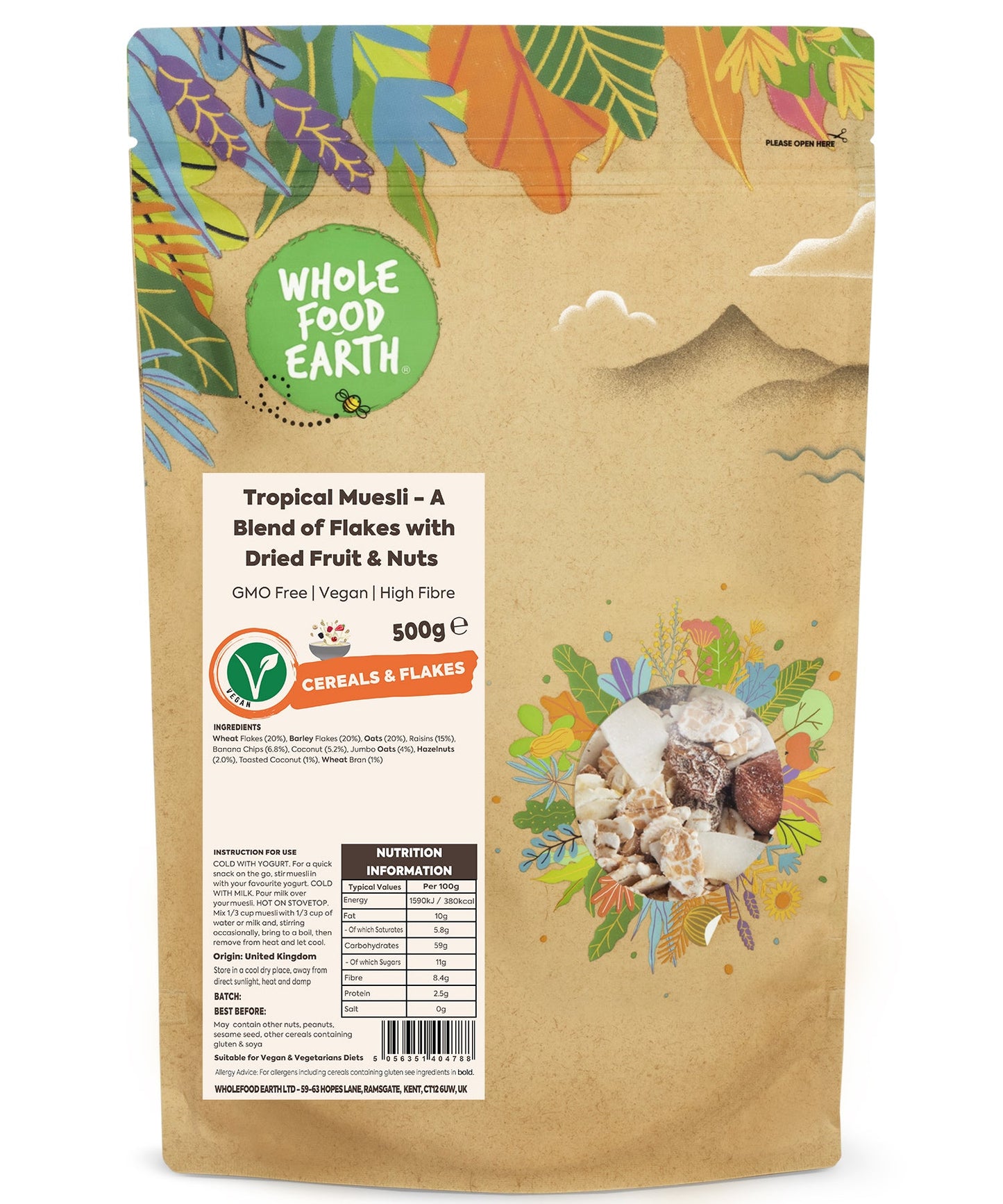 Muesli Tropical - Una Mezcla de Hojuelas con Frutas Deshidratadas y Frutos Secos