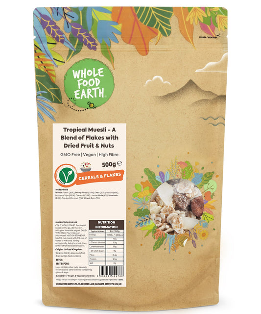 Muesli Tropical - Una Mezcla de Hojuelas con Frutas Deshidratadas y Frutos Secos