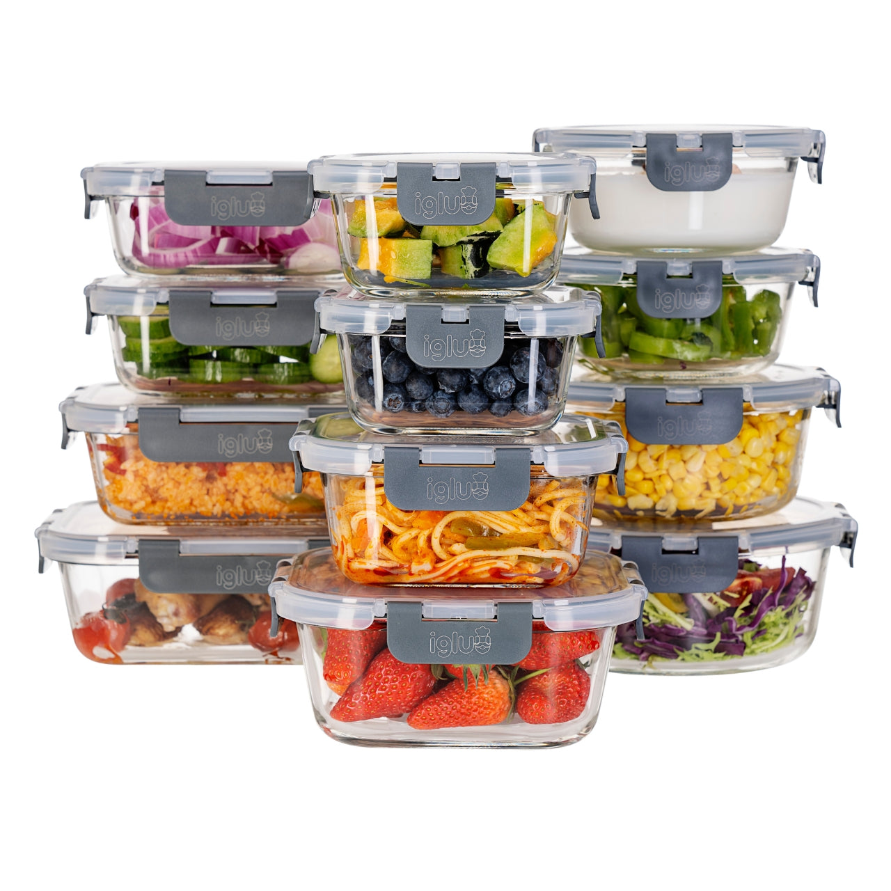 Borosilicate Glass Food Storage Containers with Airtight Lids | 12-Pack Assorted Sizes