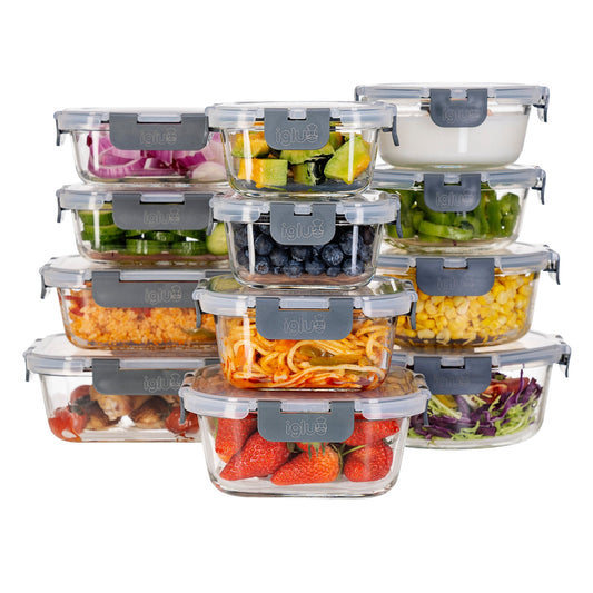 Borosilicate Glass Food Storage Containers with Airtight Lids | 12-Pack Assorted Sizes