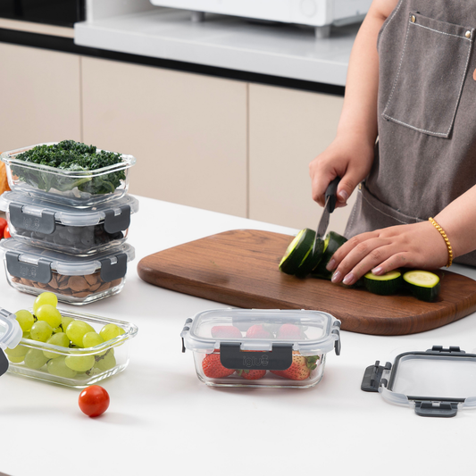 Borosilicate Glass Food Storage Containers 370ml | 5-Pack with Airtight Lids