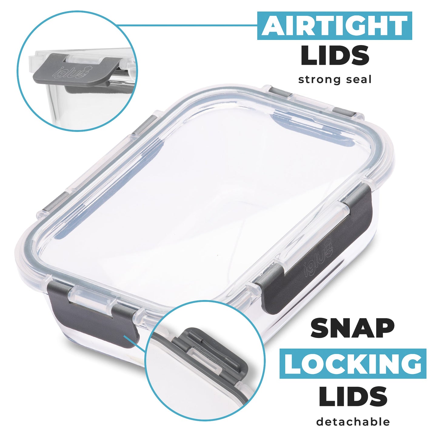Borosilicate Glass Food Storage Containers 370ml | 5-Pack with Airtight Lids
