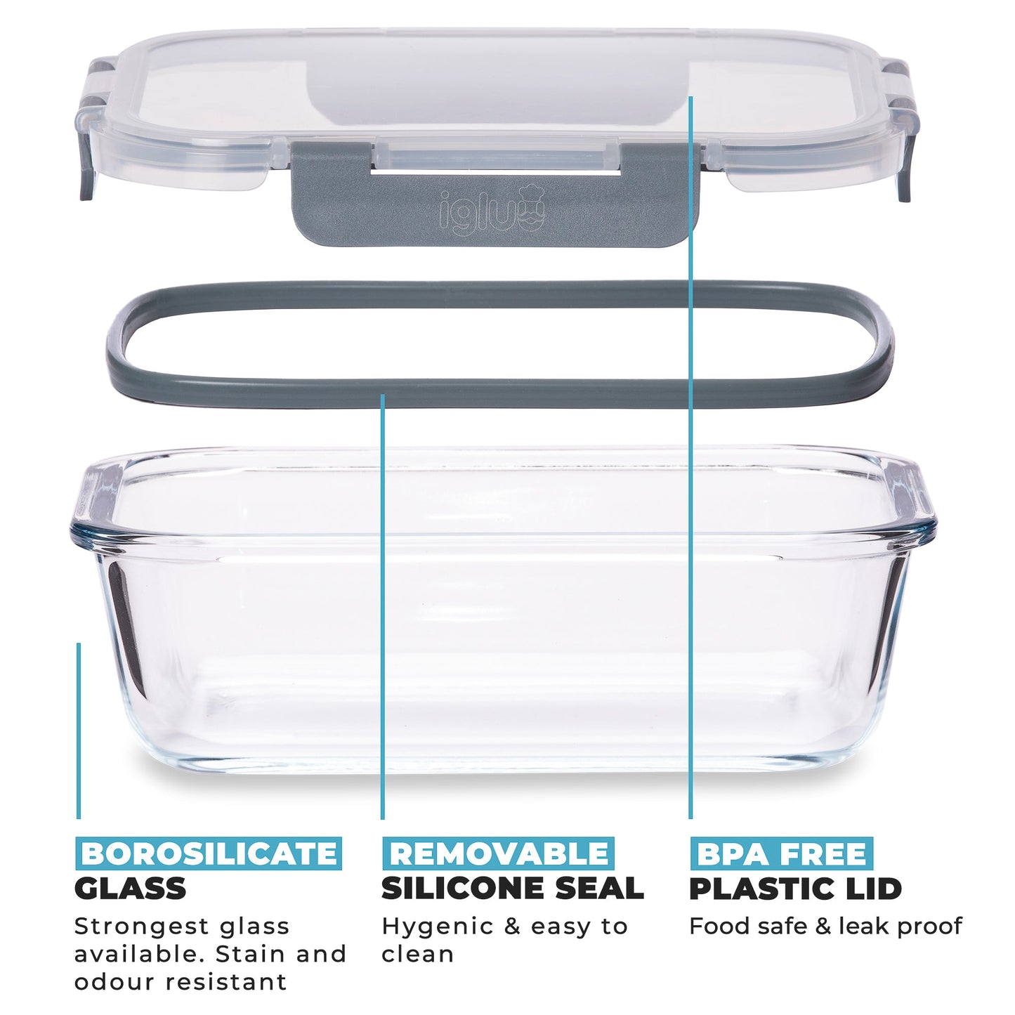 Borosilicate Glass Food Storage Containers 370ml | 5-Pack with Airtight Lids
