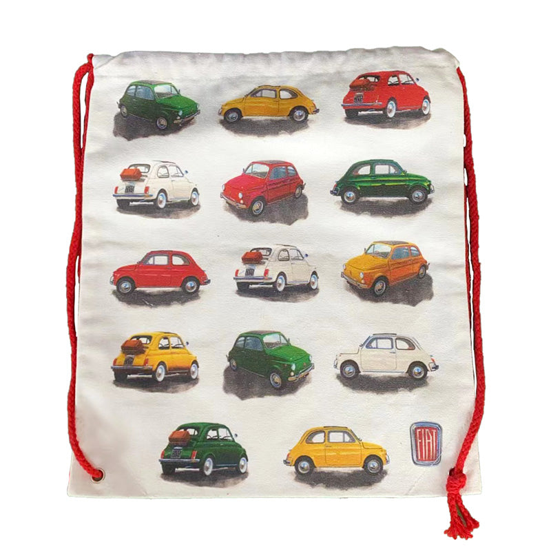 Drawstring Canvas Bag - Fiat 500 Repeat