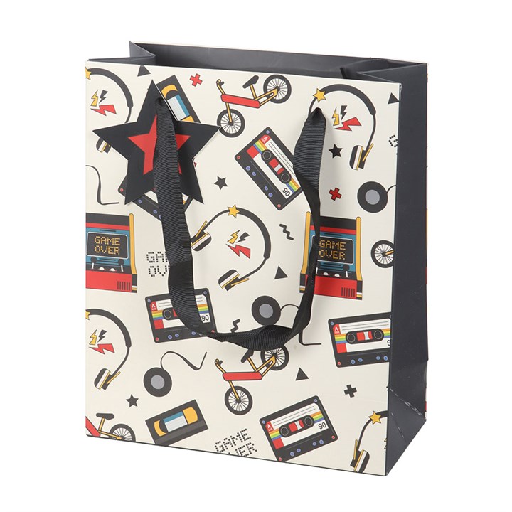 23cm Medium Retro 80s Print Gift Bag
