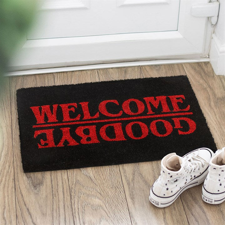 Black Welcome Goodbye Doormat