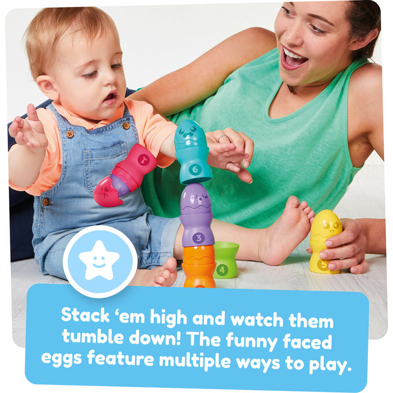 Tomy Toomies Hide & Squeak Egg Stackers | Baby Stacking Toy | Ages 6–36 Months
