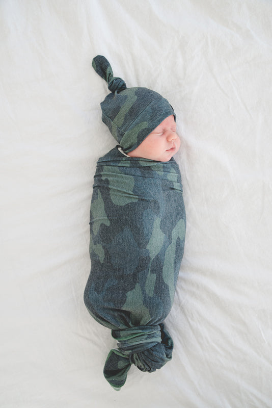Copper Pearl Top Knot Hat Hunter 0-4m