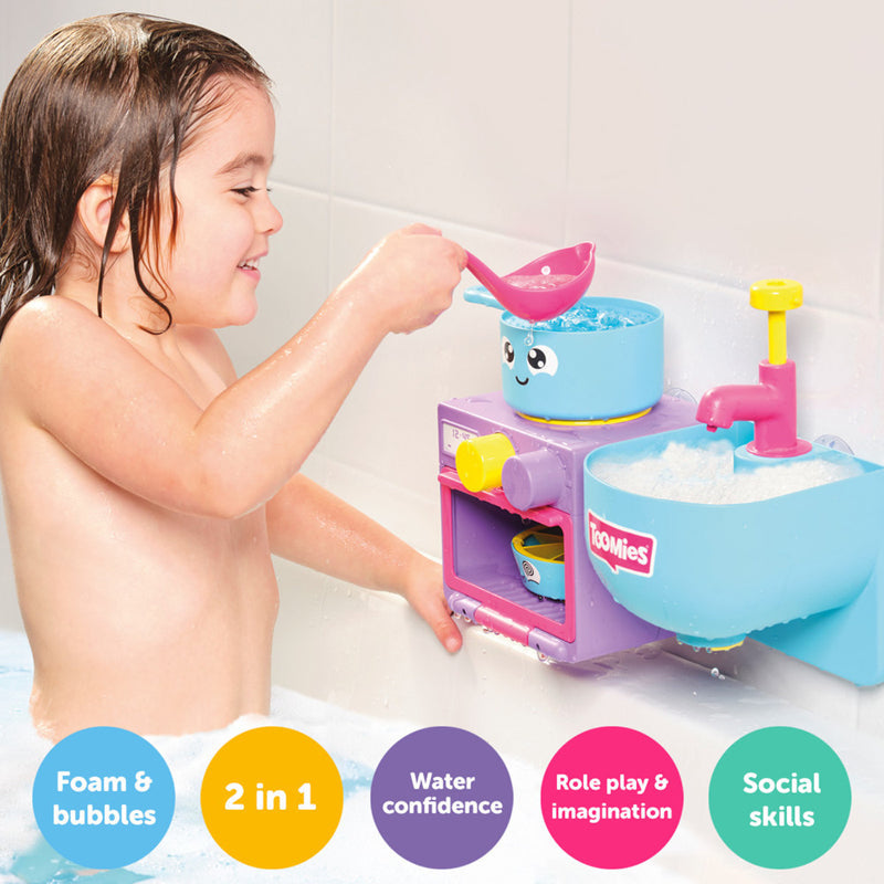 Tomy Toomies Bubble & Bake Bathtime Kitchen | Bath Toy for Toddlers 18m+