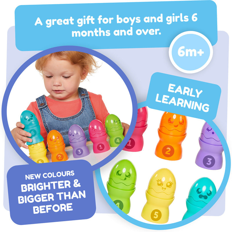 Tomy Toomies Hide & Squeak Egg Stackers | Baby Stacking Toy | Ages 6–36 Months