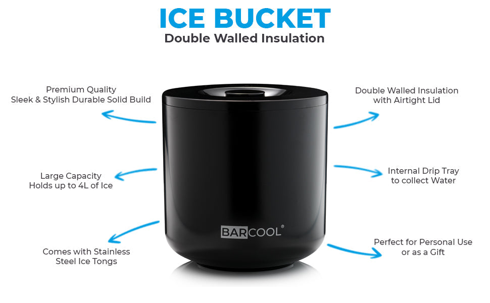 Barcool 4L Ice Bucket Round - Black