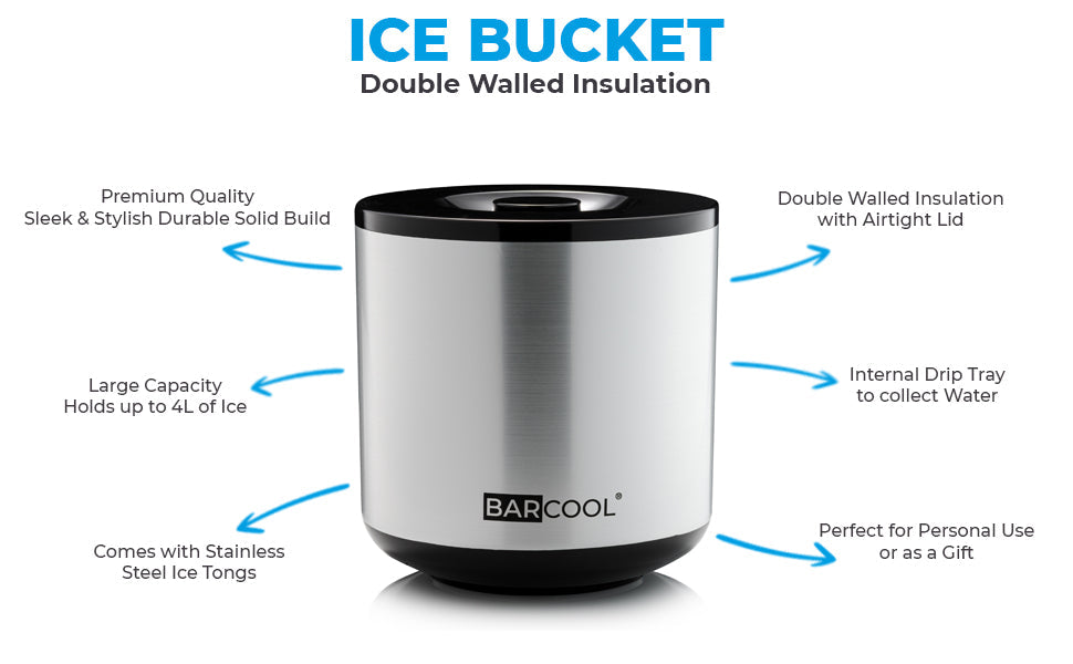 Barcool 4L Ice Bucket Round - Silver