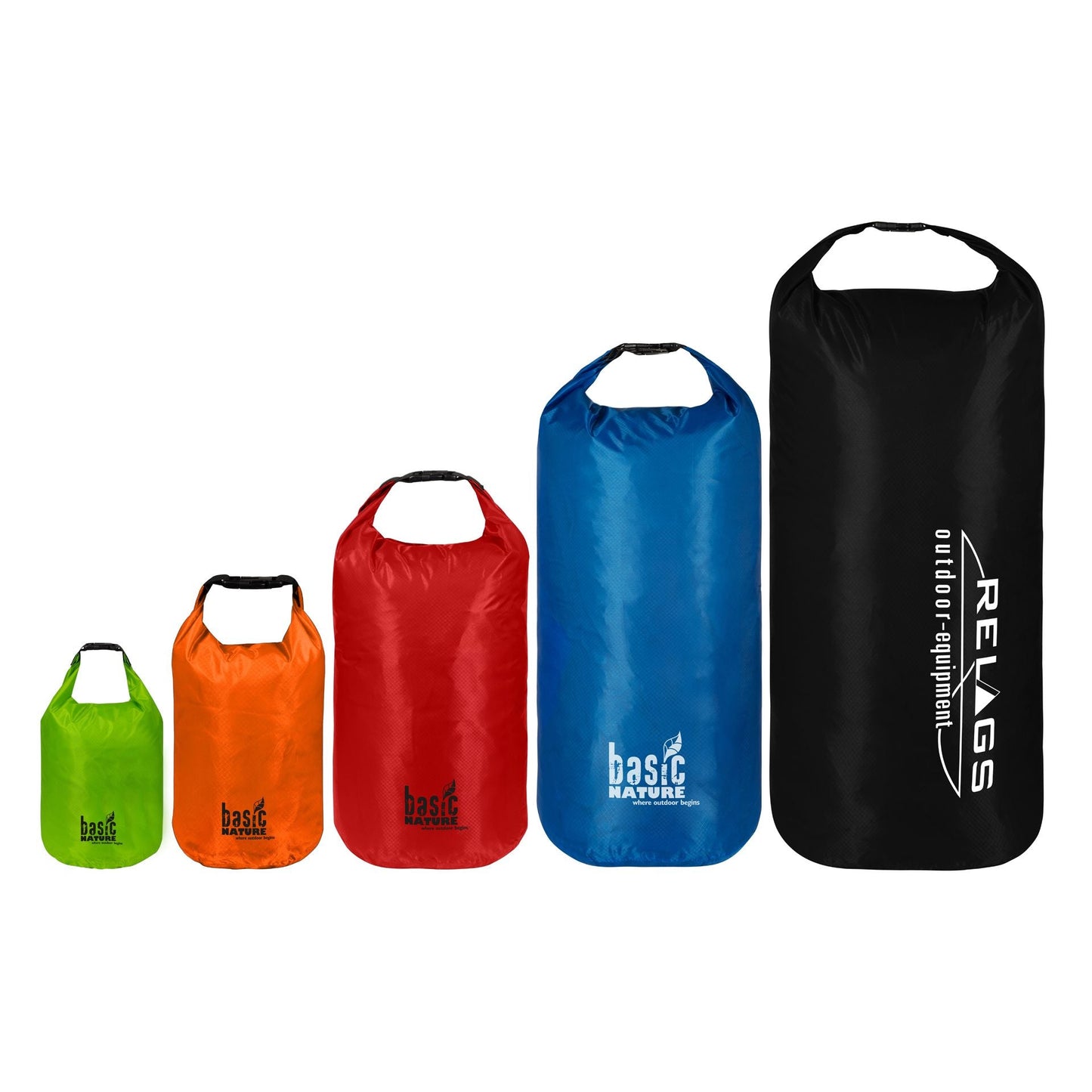 BasicNature 210T Waterproof Dry Bag | Lightweight Roll-Top Packsack (2L–35L)