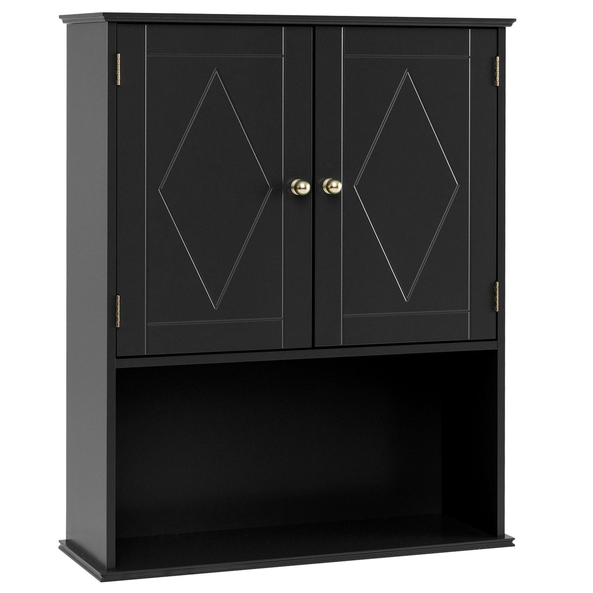 Bathroom Wall Cabinet with Open Shelf and Adjustable Shelf-Beige