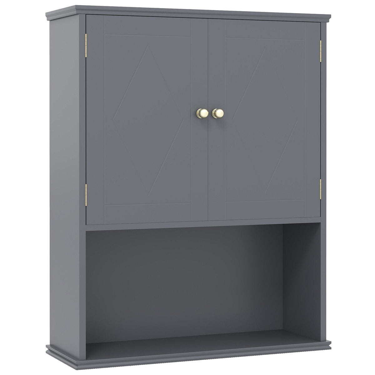 Bathroom Wall Cabinet with Open Shelf and Adjustable Shelf-Beige