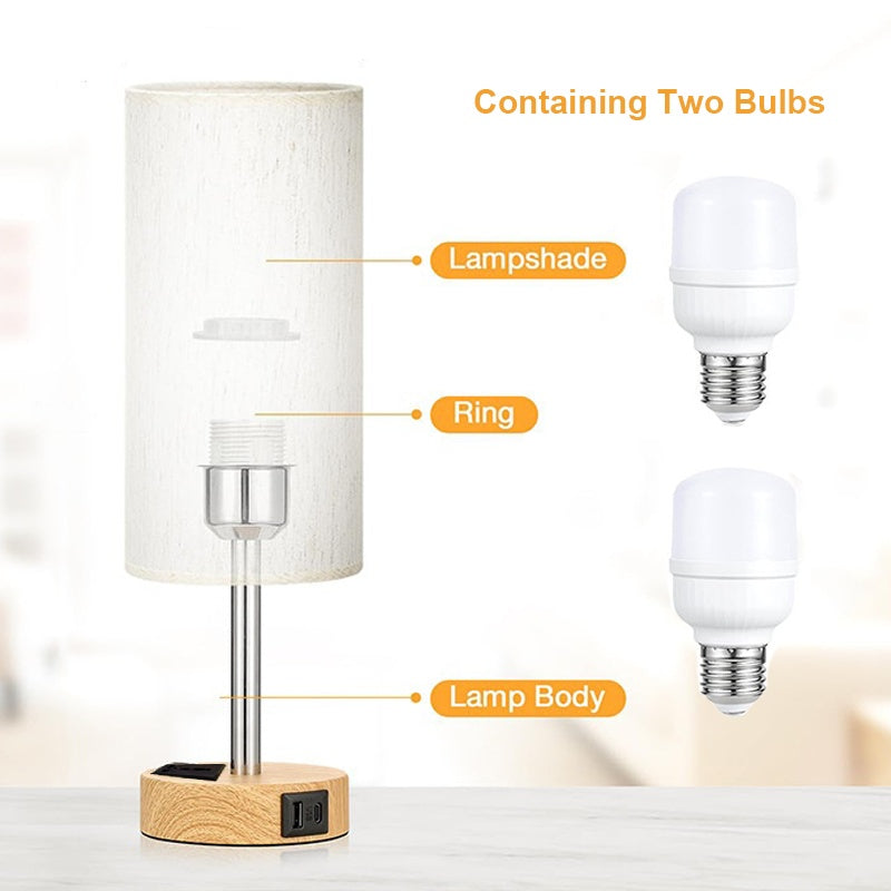 3 Way Dimmable Bedside Table Lamp with USB A & C Charging UK Plug Adjustable