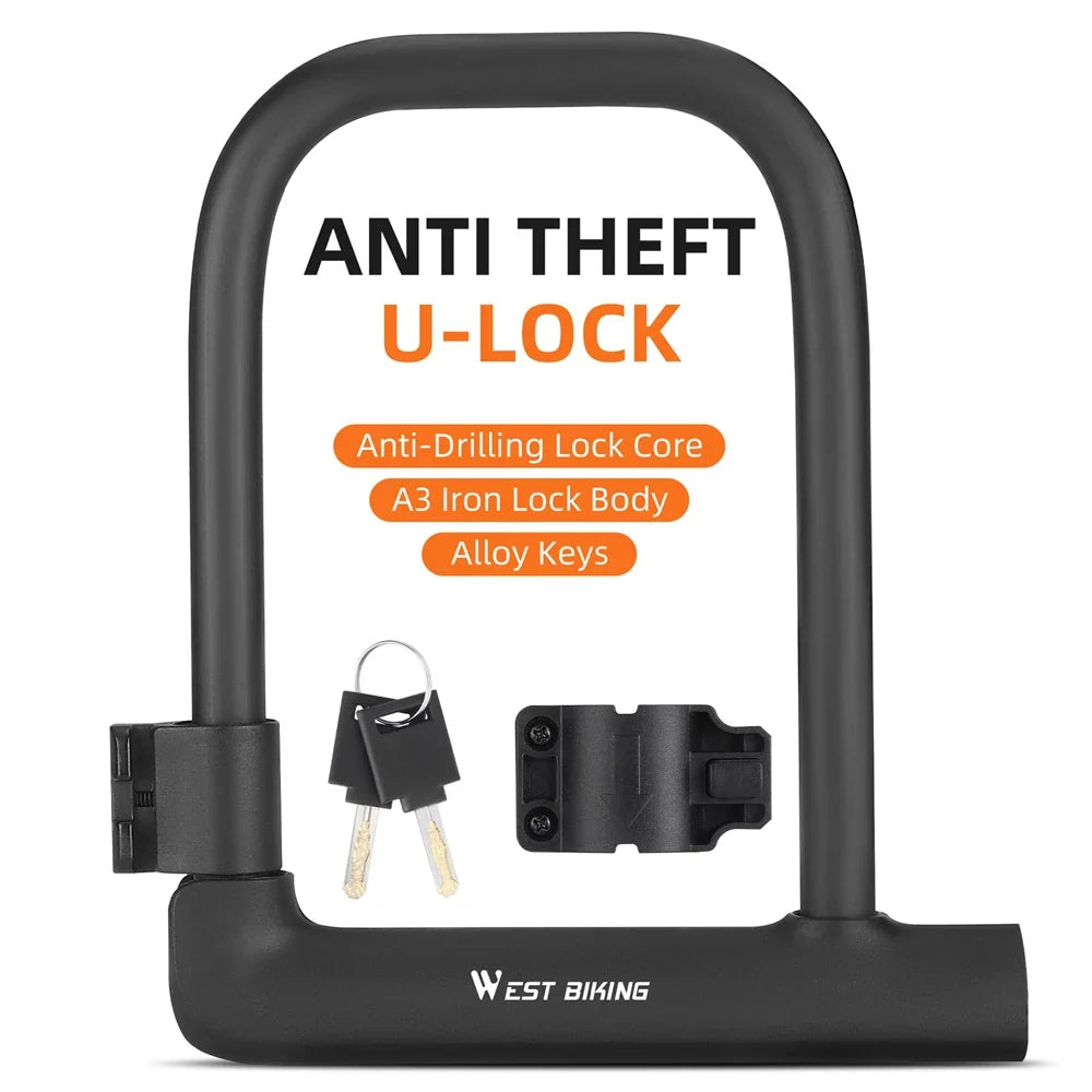 Bicycle U Lock Anti-Theft Padlock for Bike Scooter Motorcycle Cycling Accessory