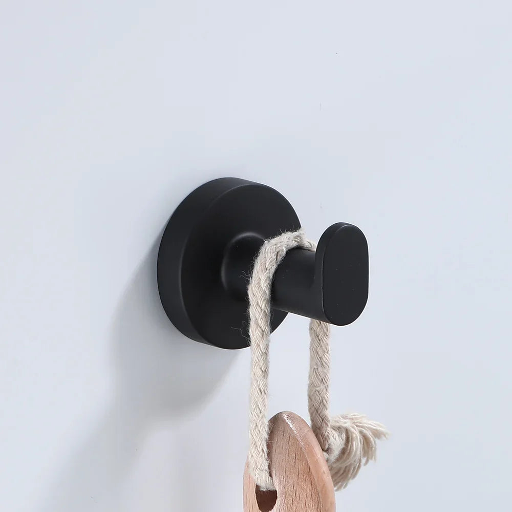 Black Bathroom Accessories Set Robe Hook Towel Rail Toilet Roll Holder Hardware