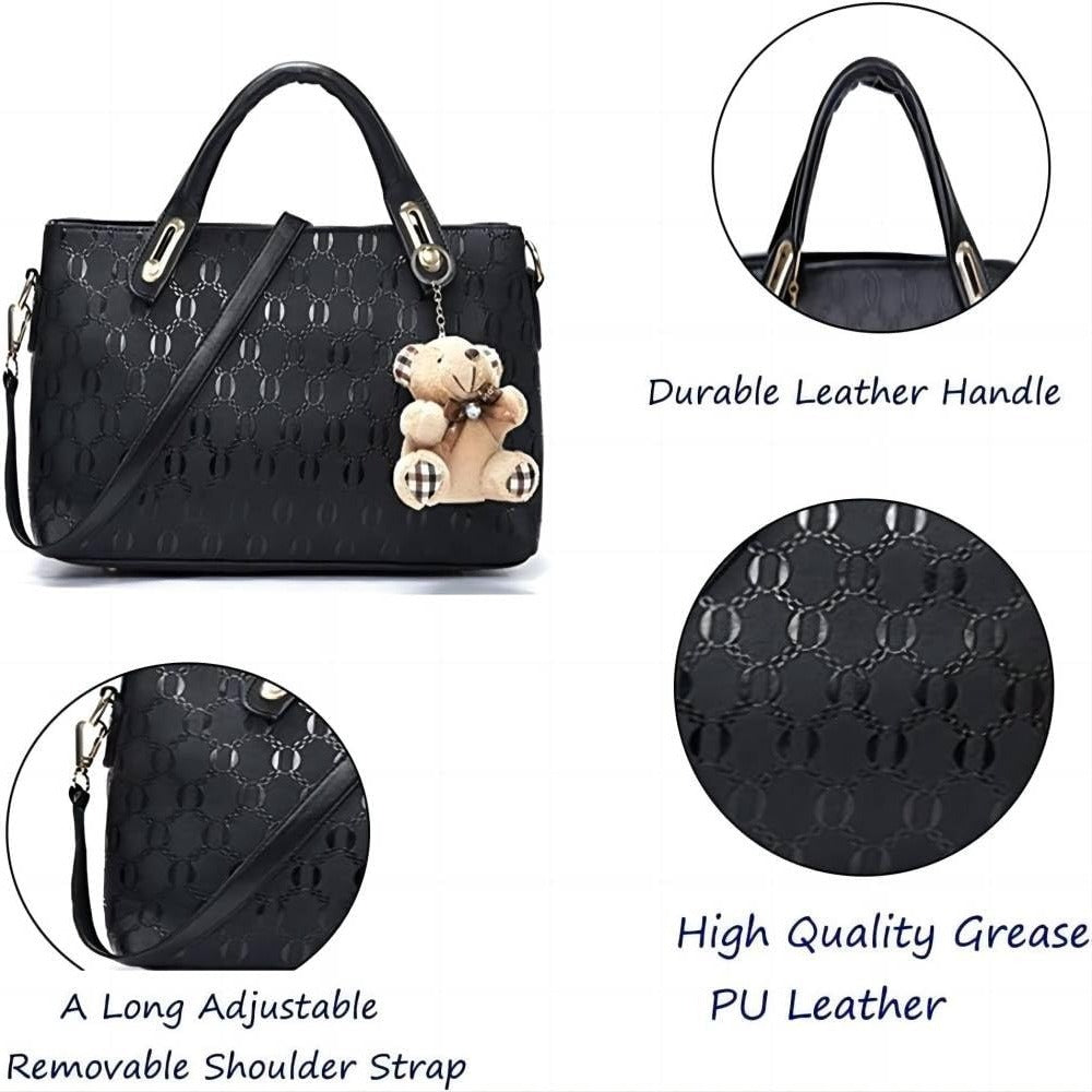 Women’s 4PCS Blue PU Leather Handbag Set Tote Shoulder Satchel Purse Hand Bag