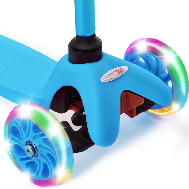 Kids 3 Wheel LED Scooter Tilt & Lean Push Scooters Boys Girls Flashing Toy Blue